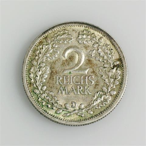 Deutsches Reich (Weimarer Republik) - 2 Reichsmark 1927 D, sehr selten!