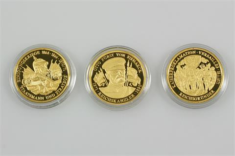 3 Medaillen/GOLD - 'Otto von Bismarck',
