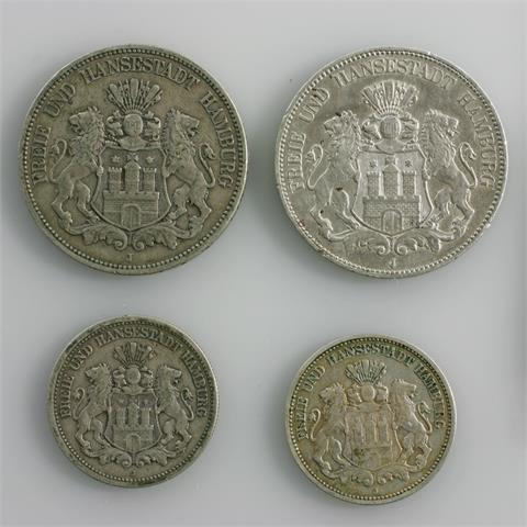 Hamburg - Konvolut: 4 Münzen,