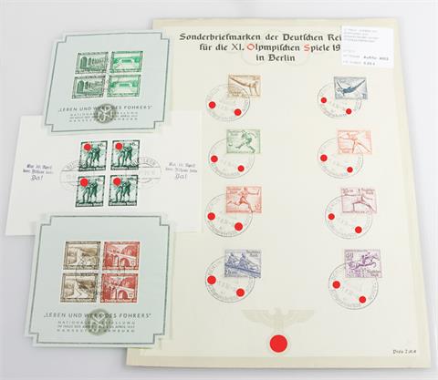 III. Reich - 4 Blätter mit Briefmarken und