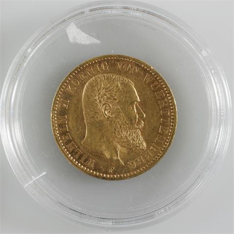 Württemberg / Gold - 20 Mark 1894 F, Wilhelm II,