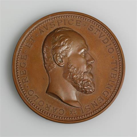 Württemberg - Karl, 1864-1891, Bronze-Medaille v. Schwenzer auf das 400 jährige Bestehen der Universität Tübingen,