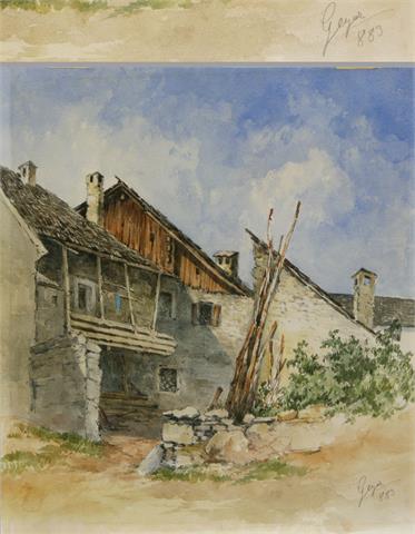 GEYER, GEORG datiert (1)883: Ansicht eines Bauernhauses.