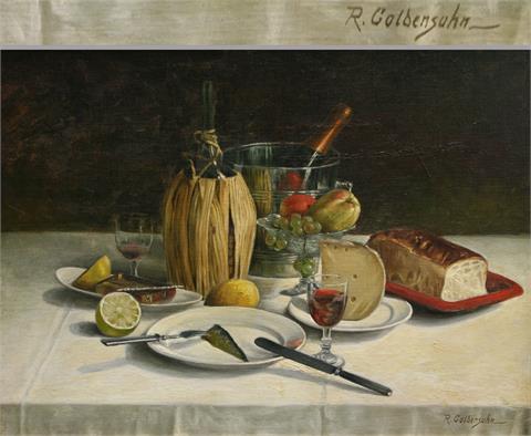 GOLDENSOHN, R., 'Stilleben mit Brot, Wein und Käse', 20. Jhd.