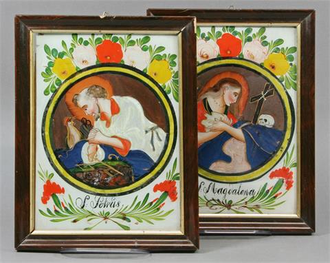 Paar dekorative Hinterglasbilder, 20.Jh.,