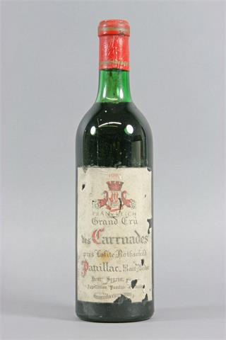 1 Flasche Grand Cru des Carruades 1961 Pauillac Haut-Medoc Henri Seurin.