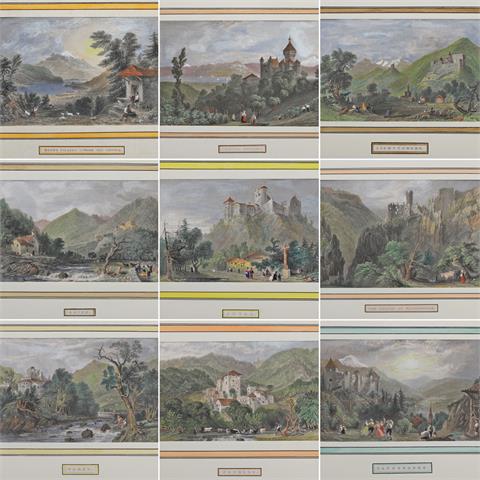 Konvolut 13 Stahlstiche mit Schweizer Landschaftsansichten, 19. Jdt.: