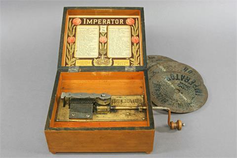 IMPERATOR, Polyphon, Holz/Metall, wohl um 1900.