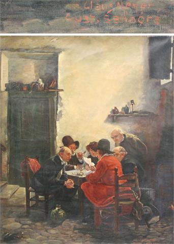 SALINGRÉ, GUSTAV (1878-?): "Die Urkunde" (Kopie nach einem Gemälde von Claus Meyer 1856-1919)).