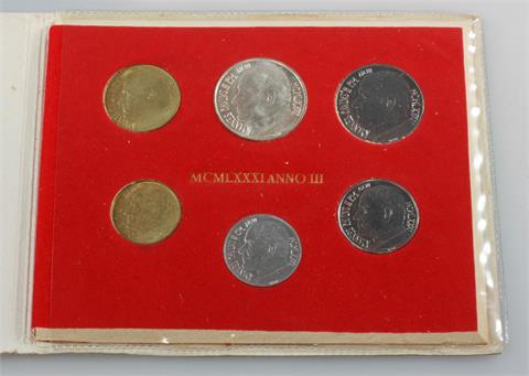 Vatikan - KM Set 1981, Folder mit Gerbauchsspuren + Beschriftung, Münzen st.