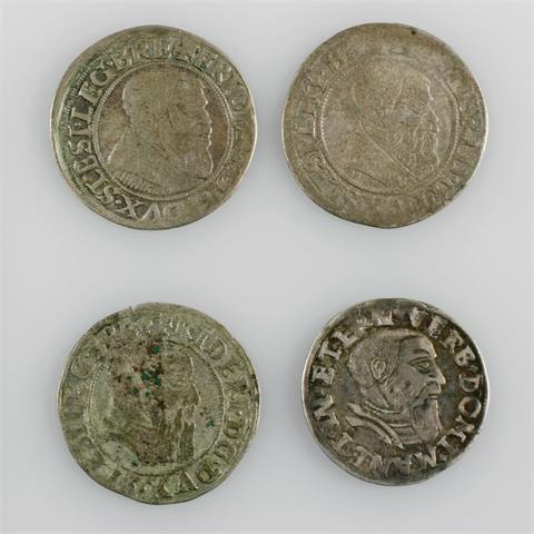 Schlesien-Liegnitz-Brieg - Konvolut, 4 Münzen, u.a. Groschen 1543 (2x),