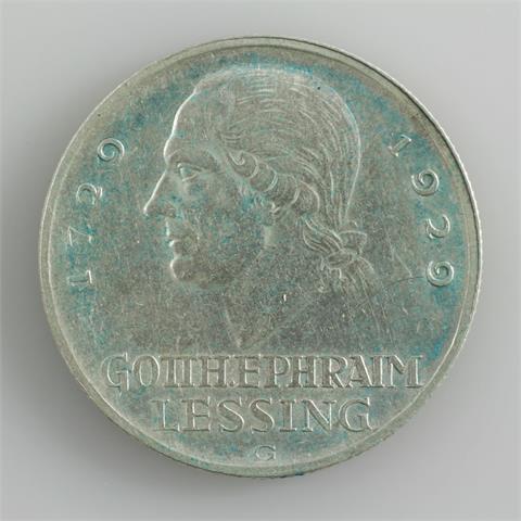 Weimarer Republik - 3 Reichsmark 1929 G, Lessing,