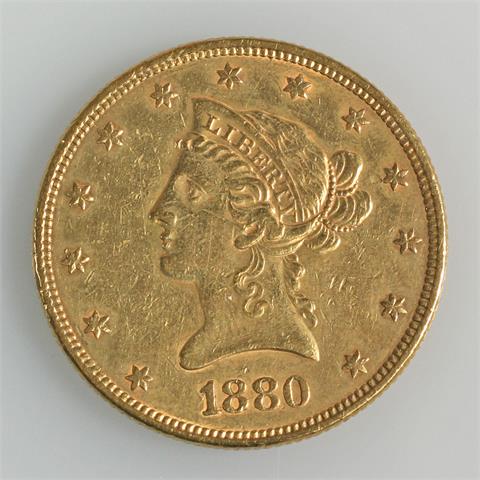 USA/GOLD - 10 Dollars 1880, Coroned Liberty,