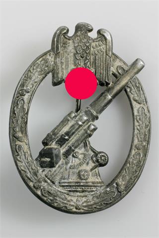 III. Reich - Heeres-Flakabzeichen, Zink, auf der Rückseite Herstellerbezeichnung 'W.H./WIEN' der Firma Wilhelm Hobacher in Wien,