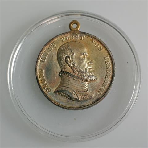 Sachsen Henneberg - Versilberte Medaille (1844), 300 Jahre Reformation in Henneberg,
