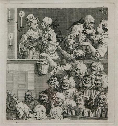 Nach HORGARTH, WILLIAM (1697 - 1764), The laughing audience, Kupferstich wohl Nachdruck.