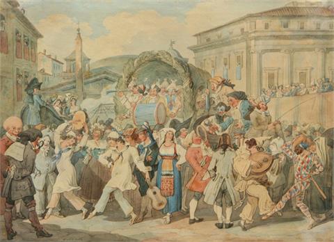 MORITZ, FRIEDRICH WILHELM (1783-1855), Carneval di Roma, Aquarell, Bleistift/Papier.