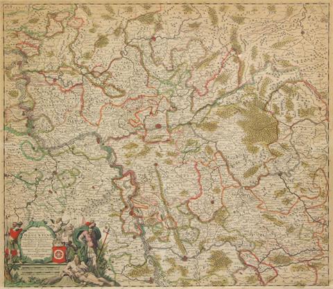 Landkarte bez. 'Moguntini', Kupferstich coloriert, wohl 17. Jh.