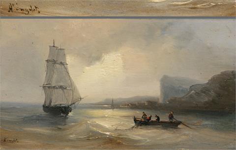 Marinemaler, 19. Jh., Segelschiff vor Küste.