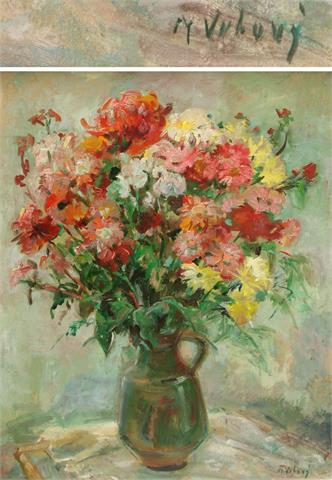 VRBOVA, MARIE (1909-?): großer Blumenstrauß in einer Keramikvase.