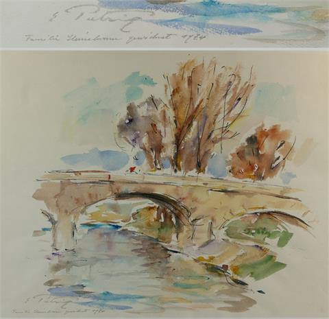 PATZIG, Egbert (1909-1988) 'Brücke über einem Fluß'.
