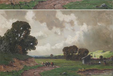MÜHLBECK, JOSEF (1878 - 1948): zwei Landschaftsgemälde mit Ansichten vom Erdinger Moos.