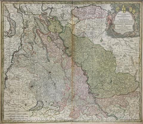 SEUTTER, GEORG MATTHÄUS (1678 - 1757): Landkarte von Köln und Umgebung.