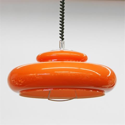 Deckenlampe, Kunststoff orange, 1960/70er Jahre.