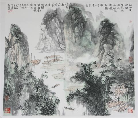 Aquarell einer Landschaft, CHINA, 20. Jh.