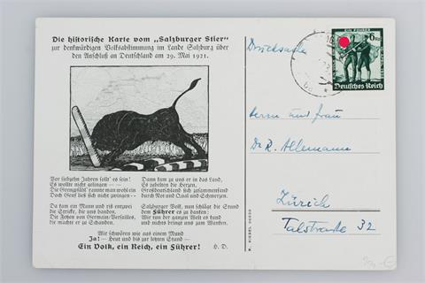 III. Reich - Propagandapostkarte 'Abstimmungskarte des Landes Salzburg zum 10. April 1938'