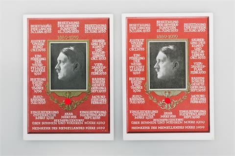 III. Reich - Konvolut Propagandapostkarten, 2 x Adolf Hitler '1889-1939',