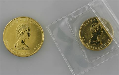 Kanada / GOLD - 50 $/1 Unze (1984)+ 20 $/0,5 Unze Gold (1987),