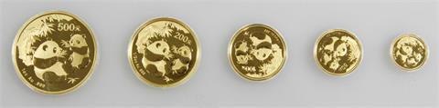 China / Gold - Panda Gold Set 2006, 500 Yuan 1 oz. + 200 Yuan 1/2 oz. + 100 Yuan 1/4 oz. + 50 Yuan 1/10 oz. + 20 Yuan 1/20 oz.,