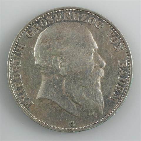 Baden - 5 Reichsmark 1907 G, Friedrich,