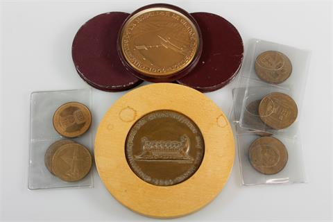 Medaillenkonvolut / Saarland / Hamburg - 4 x Bronzemedaille zur Eröffnung der Großschifffahrt auf der Mosel 1964 und 7