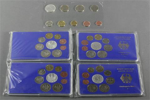 BRD - Kursmünzensätze 1974 D,F,G,J sowie 1 Satz 1972 F,