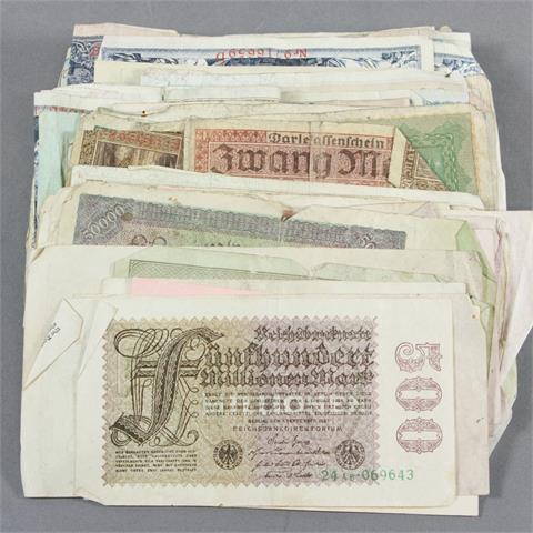 Banknoten - Konvolut: Bündel Papiergeld, Reichsmark/Inflationsgeld,