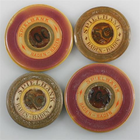 Spielbank Baden-Baden / Zelluloid Jetons - 2 x 50 RM wohl 1940 1. Serie und