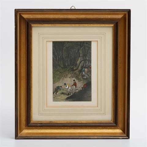 Radierung 'Unearthing The Fox', wohl um 1850.