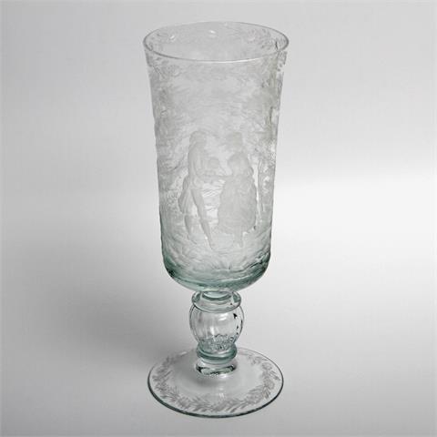 Kristallglas-Vase "Die Gratulation", 2. H. 20. Jh.,