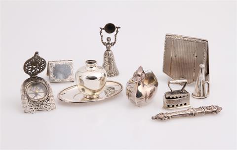Konvolut 9 Miniaturobjekte Silber: