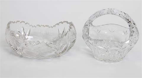 Zwei Körbchen, Bleikristall, 2.H.20.Jh.,