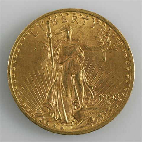USA/Gold - 20 Dollars 1908, Liberty
