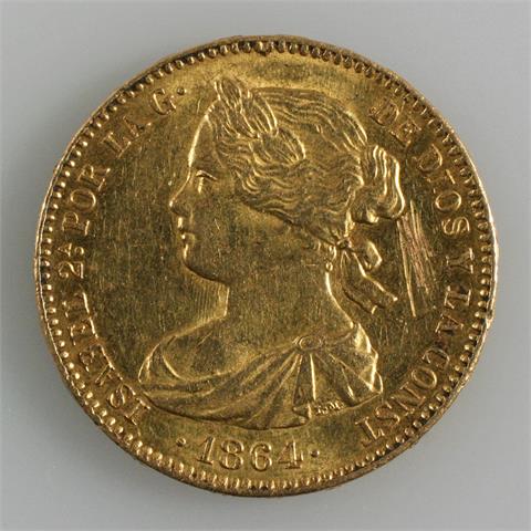 Spanien/GOLD - 100 Reales 1864,