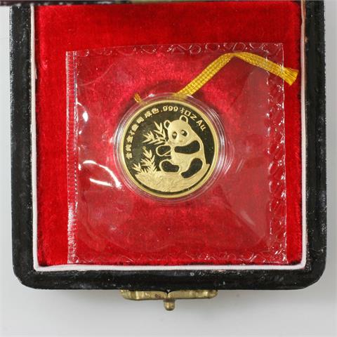 China/GOLDmedaille - 1/2 Unze Feingold Panda, Internationale Münzausstellung München 1993, Auflage nur 1500!