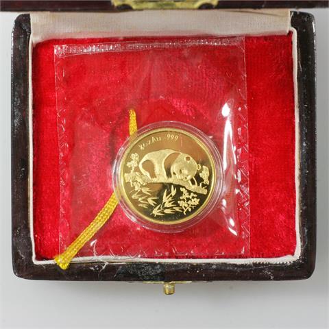 China/GOLDmedaille - 1/2 Unze Feingold Panda, Internationale Münzausstellung München 1995, Auflage nur 1500!