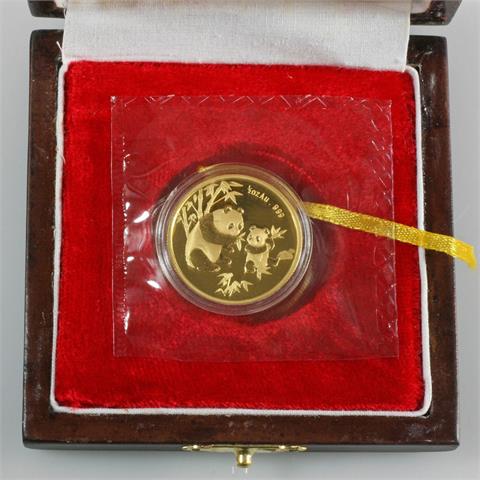 China/GOLDmedaille - 1/2 Unze Feingold Panda, Internationale Münzausstellung München 1997, Auflage nur 880!