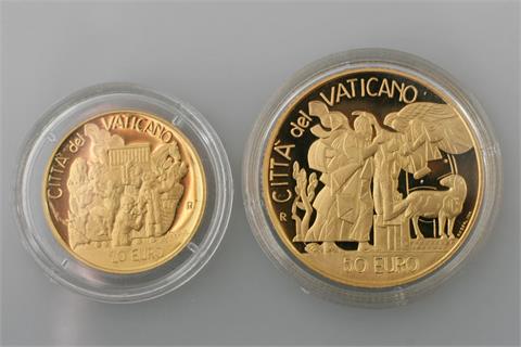 Vatikan / Gold - 20 Euro 2002 + 50 Euro 2002, Johannes Paul II, 1978 - 2005, Arche Noah und Abrahams Opfer,