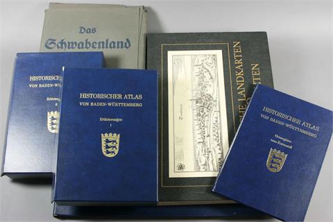 Konvolut - 1) 'Historischer Atlas von Baden-Württemberg', mit Ortsregister und 2 Bänden Erläuterungen, Stuttgart 1988