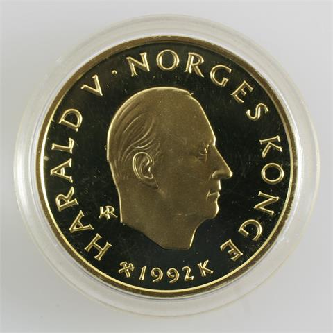 Norwegen / Gold - 1500 Kronen 1992, Olympiade 1994 Lillehammer - Birkebeiner,
